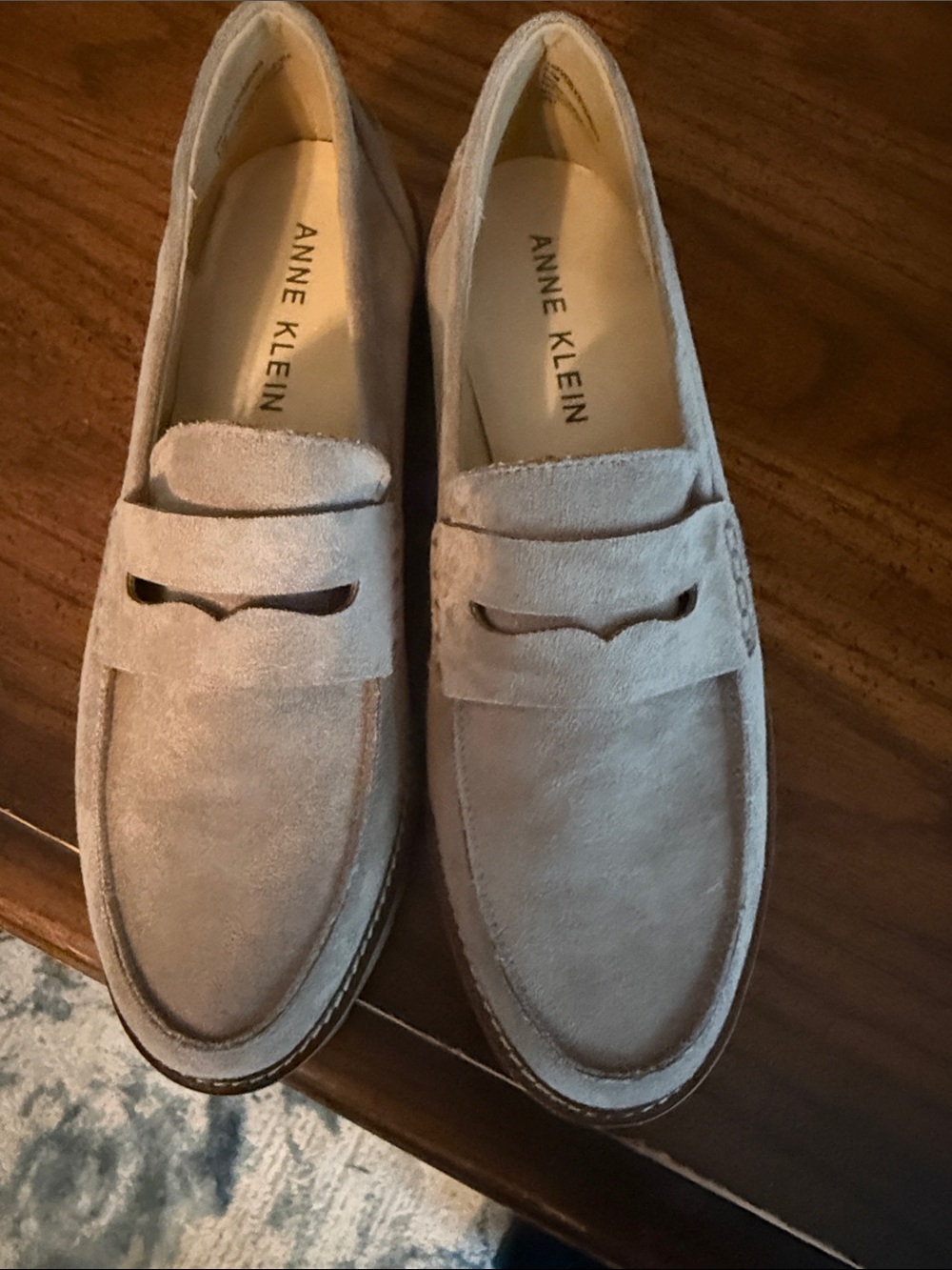 Anne Klein Men's Suede Penny Loafers in Taupe
